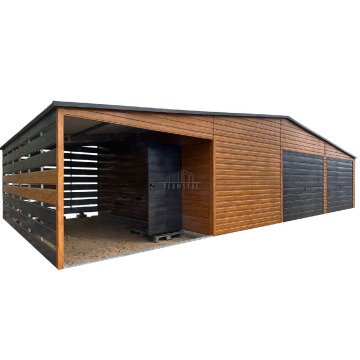 Garaż blaszany 10,5x6m wiata 4,5m 2x brama uchylna drzwi dach TS1122