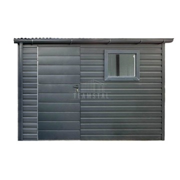 Schowek - domek ogrodowy 3,5x1,2m - drzwi - okno - czarny - dach TS1127
