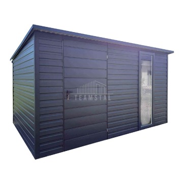 Schowek - Domek 3,5x2m - drzwi - okno antracyt rynna dach spad w tył TS1140