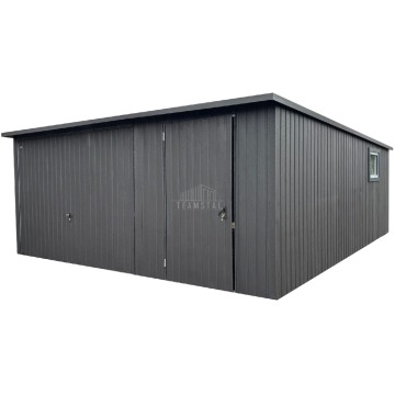 Garaż blaszany 5x6m brama uchylna drzwi okno antracyt dach TS1144
