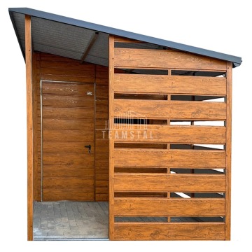 Schowek domek ogrodowy 2,5x4m + wiata 1,5 m drzwi drewnopodobny rynny TS1154