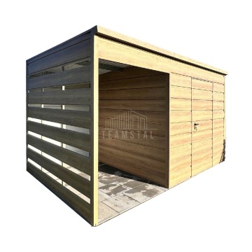 Schowek domek ogrodowy 2x2m + wiata 1,5m drzwi winchester drewnopodobny TS1160