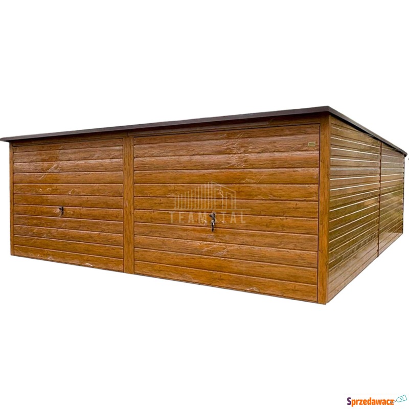 Garaż blaszany 6x6m 2x brama uchylna drewnopo... - Garaże i wiaty - Łódź