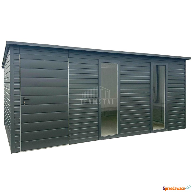 Schowek - Domek 5x2m - drzwi - 2x okno - antracyt... - Altany, domki, namioty - Ełk