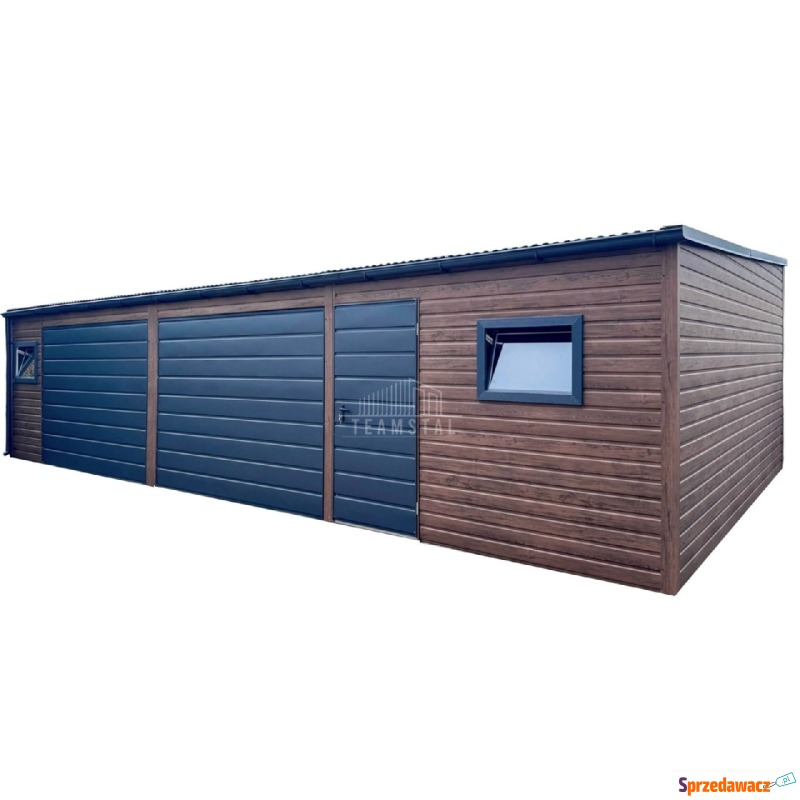 Garaż blaszany 10x3m 2x brama drzwi 2x okno d... - Garaże i wiaty - Augustów