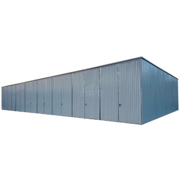 Hala blaszana 24x8m - 8x brama dwuskrzydłowa - biały - dach spad w tył  TS1180