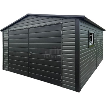 Garaż blaszany 4x5m brama dwuskrzydłowa okno dach dwuspadowy TS1191