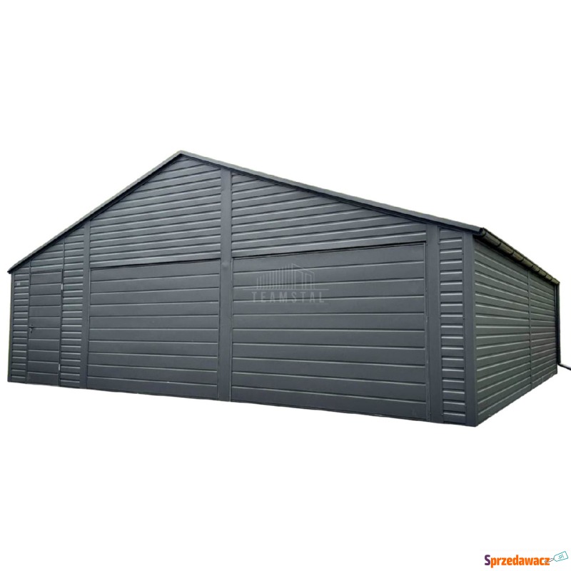 Garaż blaszany 8x6m 2 x brama uchylna drzwi p... - Garaże i wiaty - Łuków