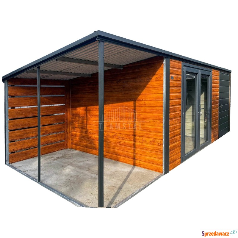 Schowek domek ogrodowy 4x3m wiata 1,5m drzwi drzwi... - Altany, domki, namioty - Nowogard
