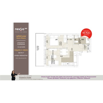 Mieszkanie dwupokojowe Wrocław,   39 m2 - Sprzedam - zdjęcie 3