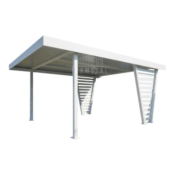 Carport V PREMIUM 4x5m - Wypełnienie panelami - Wiata samochodowa - biały TS1269