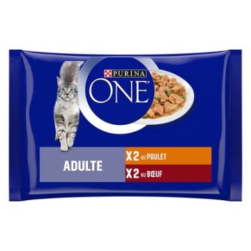 PURINA ONE, 24 x 85 g - Adult - kurczak i wołowina
