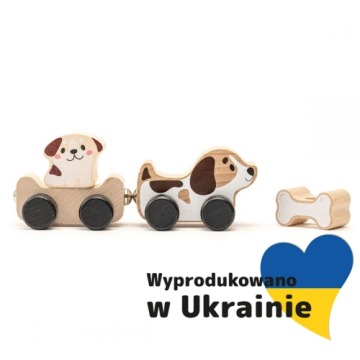 Cubika, Drewniany pociąg z magnesami Mądry piesek