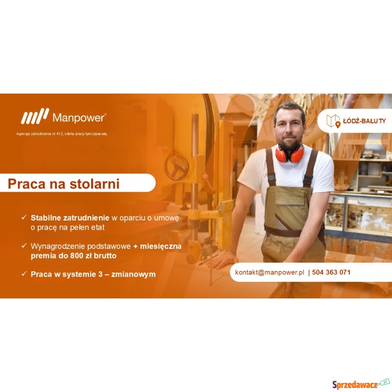 Praca na stolarni - Produkcja, przemysł - Łódź