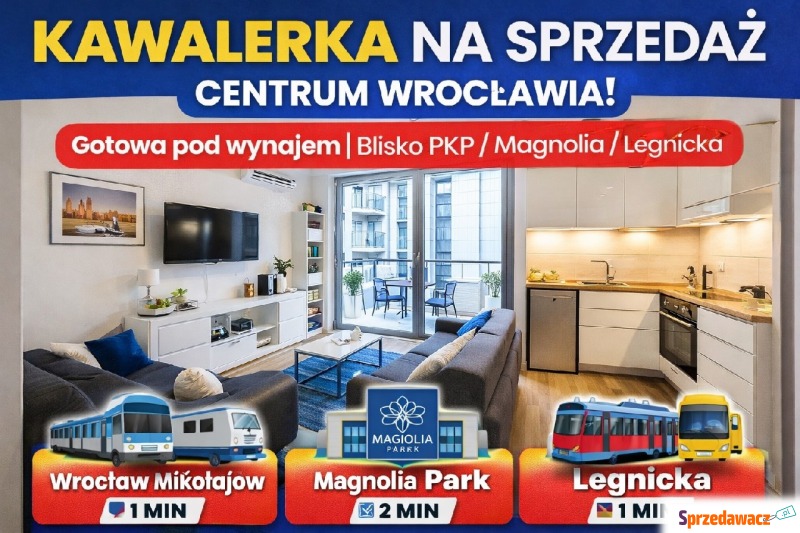 Mieszkanie dwupokojowe Wrocław - Stare Miasto,   40 m2, drugie piętro - Sprzedam