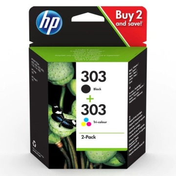HP oryginalny zestaw tuszy 3YM92AE, HP 303, CMYK, 165CMY-200Ks, HP HP ENVY Photo 6200 All-in-One Pri