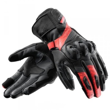 REBELHORN RĘKAWICE SKÓRZANE VIPER BLACK/GR/FLU RED