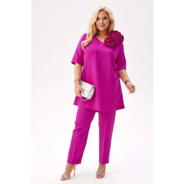 Komplet Violetta w kolorze magenta - elegancja w nowoczesnym wydaniu PLUS SIZE XXL WIOSNA