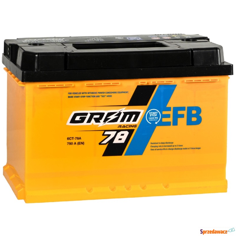Akumulator Grom Racing efb 78Ah 750A niski P+ - Akumulatory - Ciechanów
