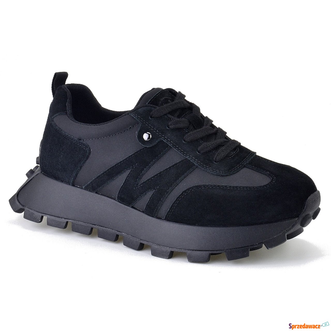 Czarne skórzane sneakersy damskie...