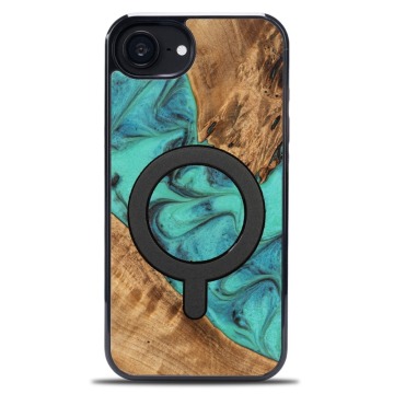 Drewniane etui do iPhone 17e / 16e, Bewood Unique Turquoise do MagSafe