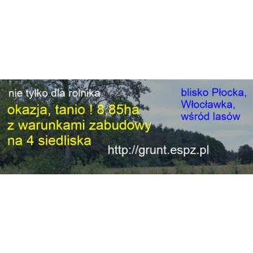 8,85 ha z warunkami zabudowy siedliskowej, strefa SU
