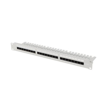 Patch panel Lanberg Patch Panel 24 port 1U 19'' kat.6A UTP szary z organizerem kablowym