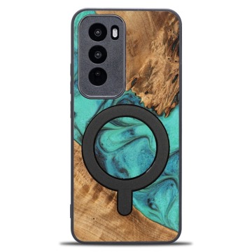 Drewniane etui do Oppo Reno 12 Pro, Bewood Unique Turquoise do MagSafe