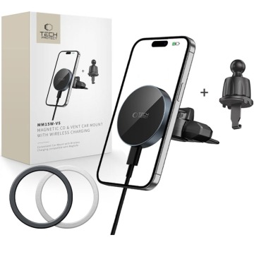 Uchwyt samochodowy z ładowaniem indukcyjnym do kratki nawiewu / slotu CD do MagSafe Tech-Protect MM1