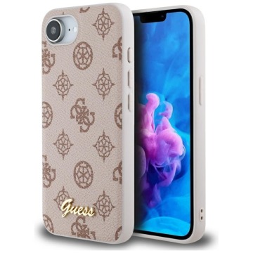 Etui Guess Peony Script Logo MagSafe do iPhone 17e / 16e, różowe