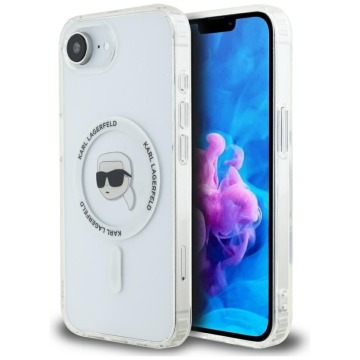 Etui Karl Lagerfeld HardCase IML Karl Head MagSafe do iPhone 17e / 16e, przezroczysto-białe