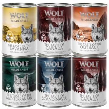 Mieszany pakiet próbny Wolf of Wilderness Adult - 6 x 400 g, puszki; The Taste Of Canada, Scandinavi