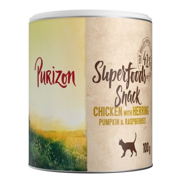 Purizon Superfoods Snack, 100 g - Kurczak ze śledziem, dynią i malinami, 100 g