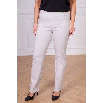 Popielate spodnie Bengaliny02 z prostą nogawką wysoki stan PLUS SIZE XXL