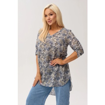 Asymetryczna tunika damska Luma z wydłużonym tyłem i dekoltem V PLUS SIZE XXL OVERSIZE