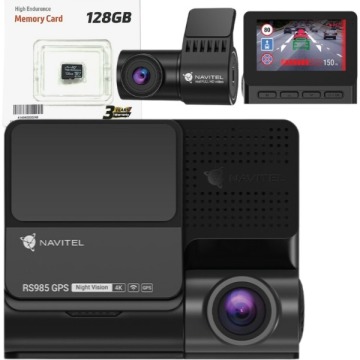 Zestaw Wideorejestrator NAVITEL RS985 GPS Duo (przód + tył) 4K, HDR, ADAS, prędkościomierz, mapy Eur