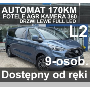 Ford Transit Custom - 170KM A8 DrzwiLewe Fotele AGR Full Led Niska Cena od ręki 9-os. 2361zł