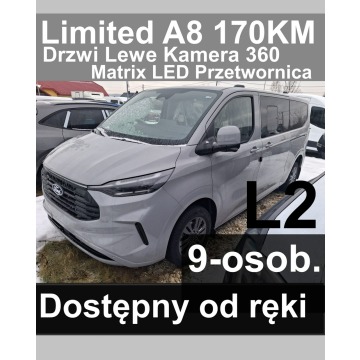 Ford Transit Custom - Limited 150KM DrzwiLewe Matrix Led Kamera 360 od ręki 9-os. 2158zł