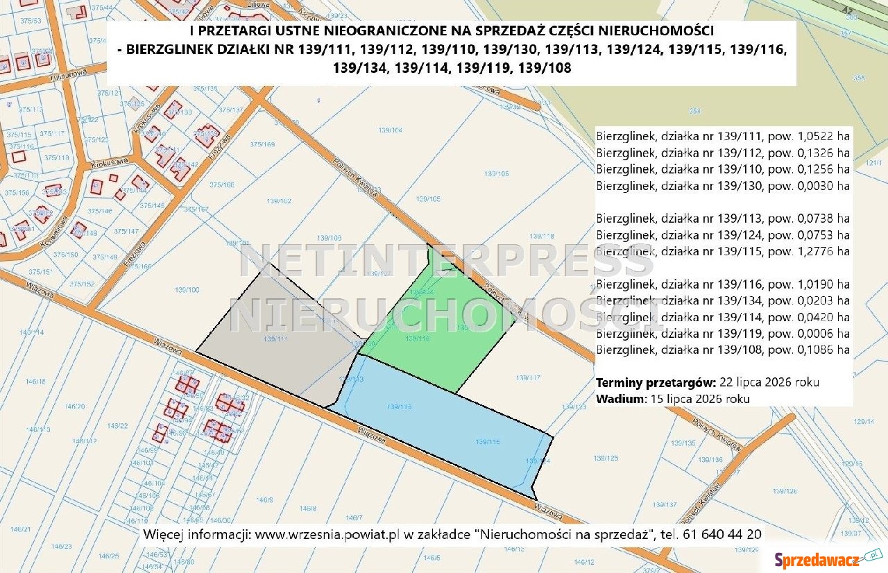 Sprzedaż działek położonych w...