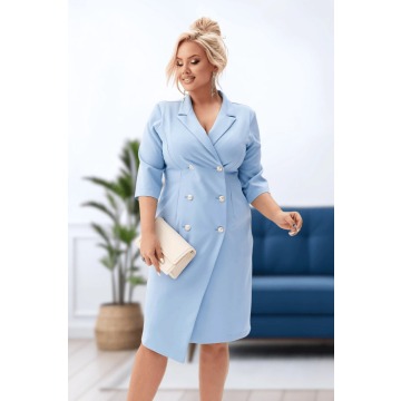 Elegancka żakietowa sukienka Chloe w błękitnym kolorze PLUS SIZE XXL