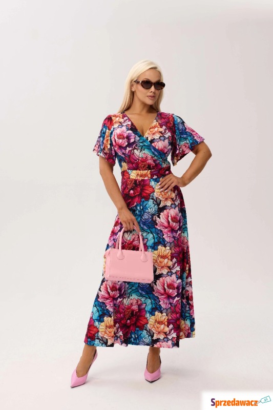 Sukienka kopertowa Valencia Peony MAXI z falu... - Sukienki damskie - Radom
