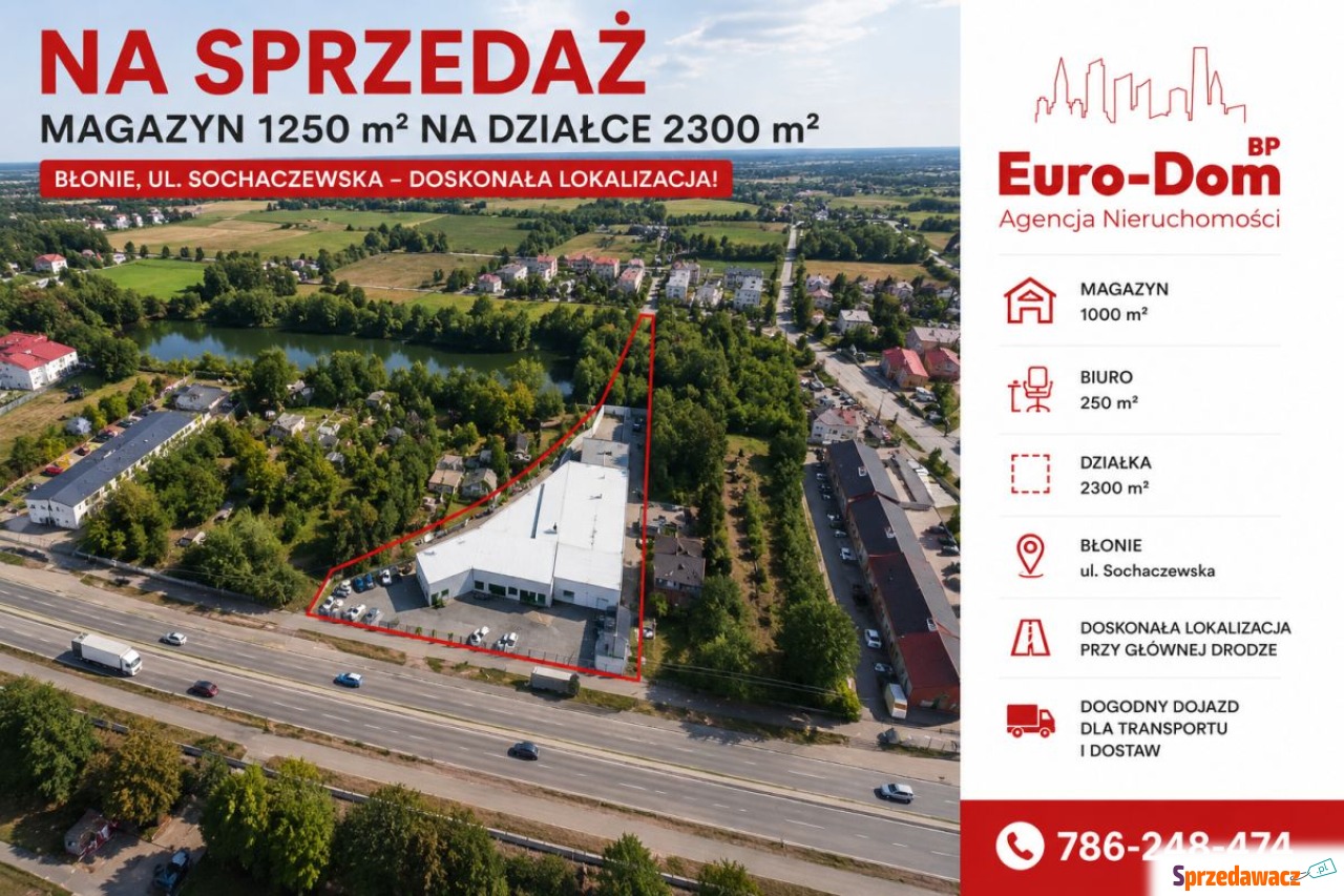 Magazyn z biurem przy trasie w...