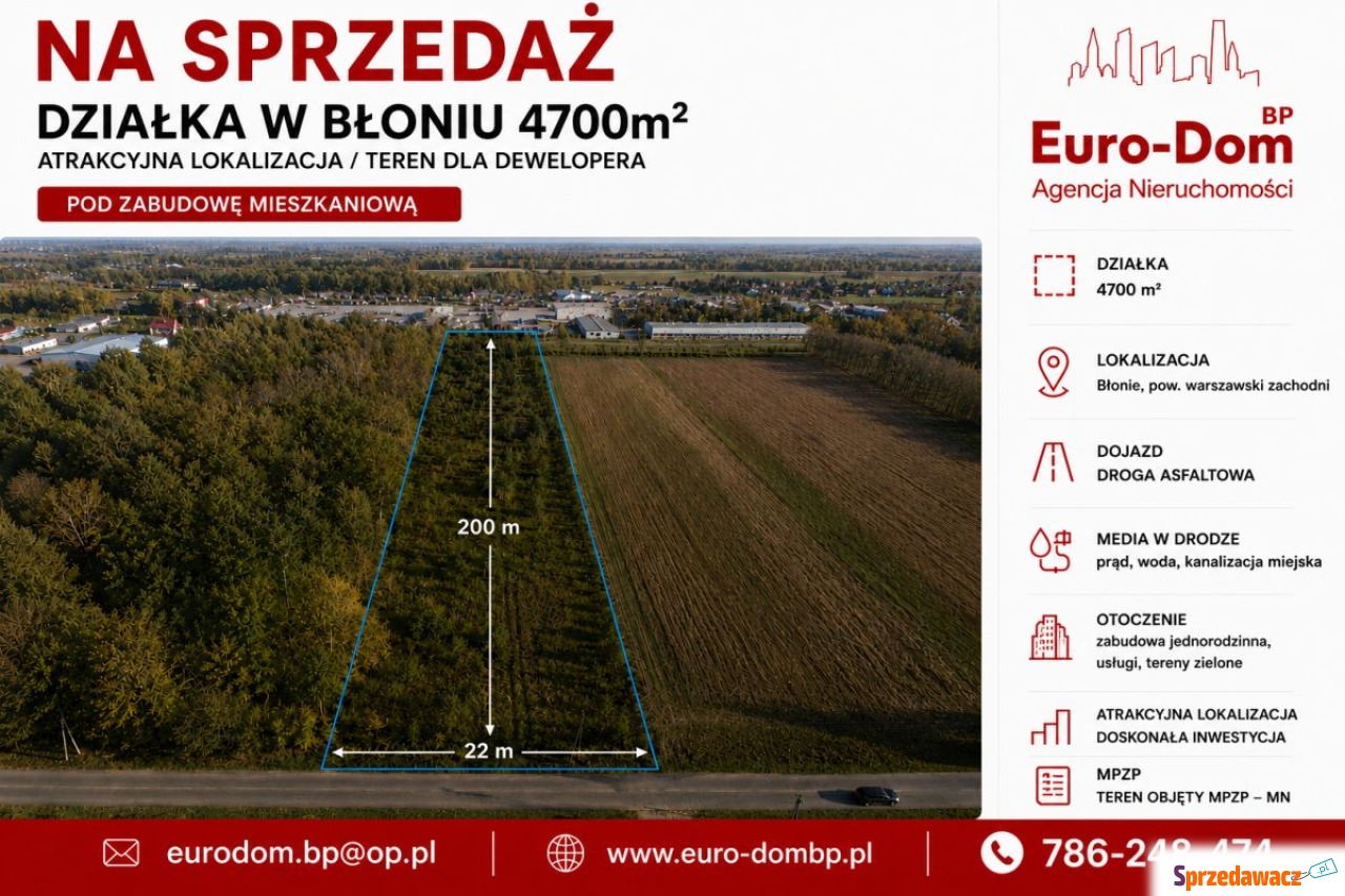 Działka budowlana 4700m2 Błonie