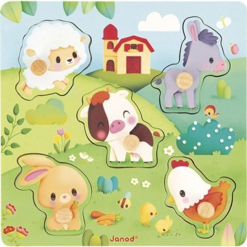Puzzle Janod Farma Sensoryczne Drewniane 7el.