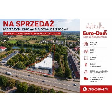 Magazyn z biurem przy trasie w Błoniu