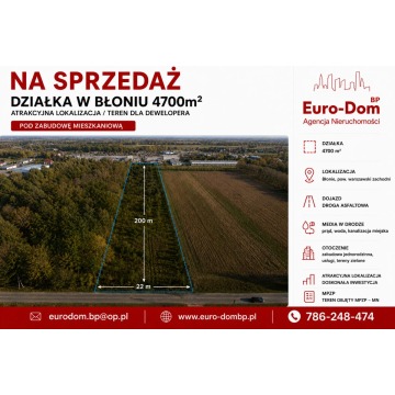 Działka budowlana 4700m2 Błonie
