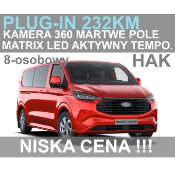 Ford Transit Custom - Plug-in Limited 232KM L2 8-osob. Kamera 360 AGR Matrix LED 8-os.
