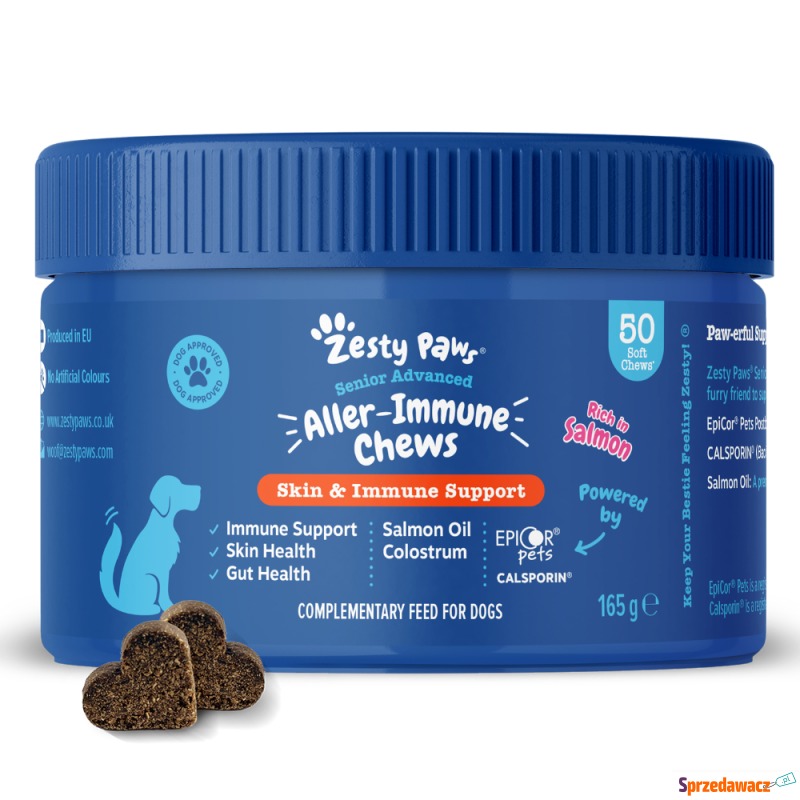 Zesty Paws Senior Aller-Immune Chews, z łososiem... - Akcesoria dla psów - Płock