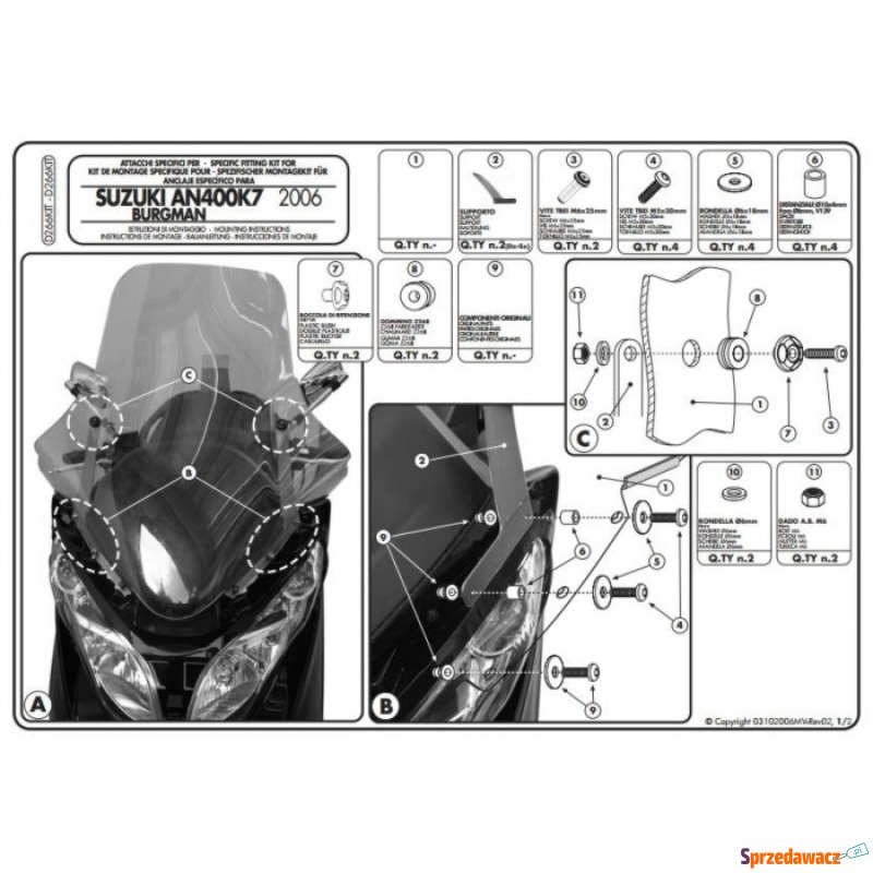 GIVI D266KIT KIT MONTAZOWY SZYBY...