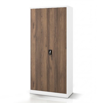 Szafa biurowa metalowa wysoka na dokumenty biała/orzech, 900x1950x400 mm: JAN H Eco Design